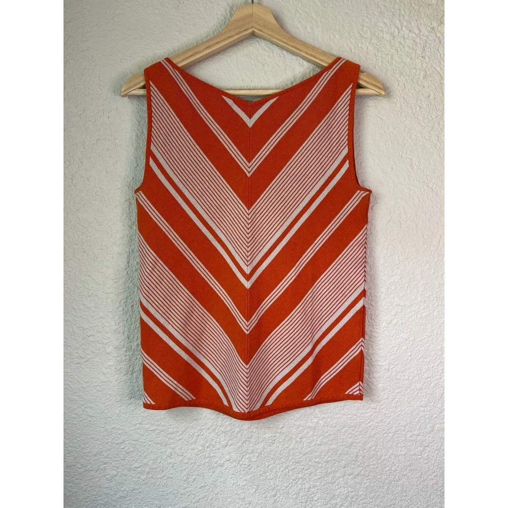 Ellen Tracy Orange White Striped Sleeveless Top Women's Size S - Picture 2 of 3